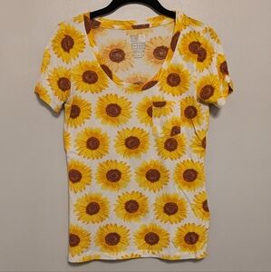 Nollie Sunflower Print Scoop Neck T Shirt